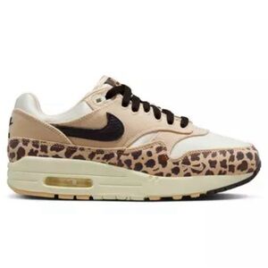 Nike Airmax 1 sesame/velvet/brown/coconut milk leopard print shoes.